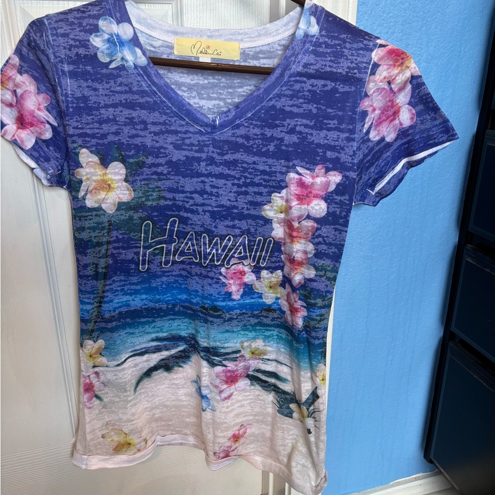 Blue Floral Hawaii T-Shirt